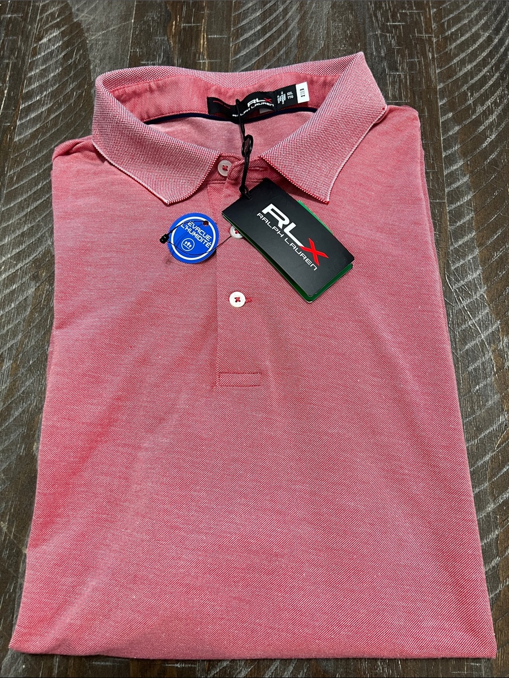 RLX Ralph Lauren Red/White Short-Sleeve Polo Golf Shirt